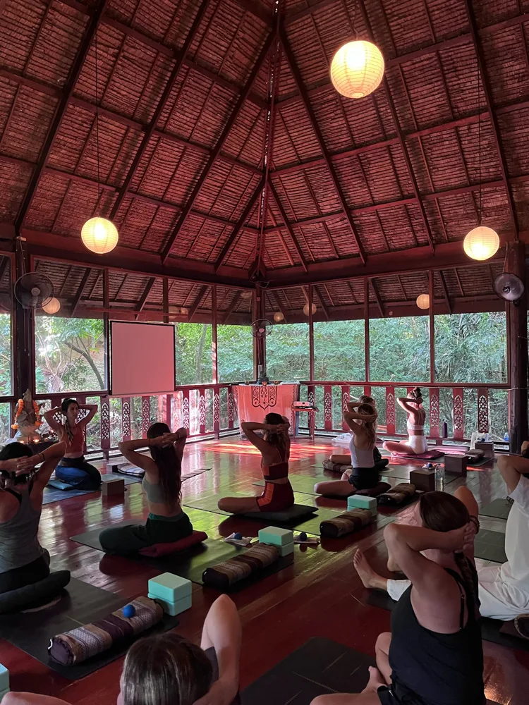 Morning practice in the shala