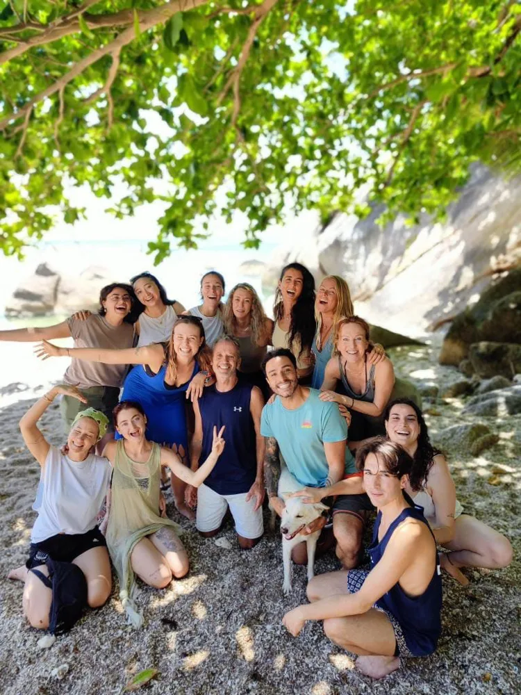 The group on the beach